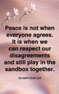 peace not absence of disagreements