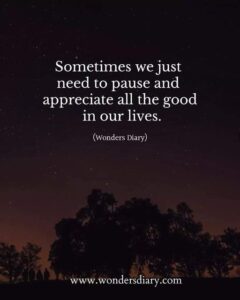 pause appreciate the good