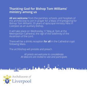 Thanking God for Bishop Tom Williams' ministry among us
