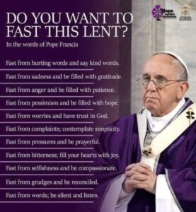 Pope Francis Lenten Resolutions